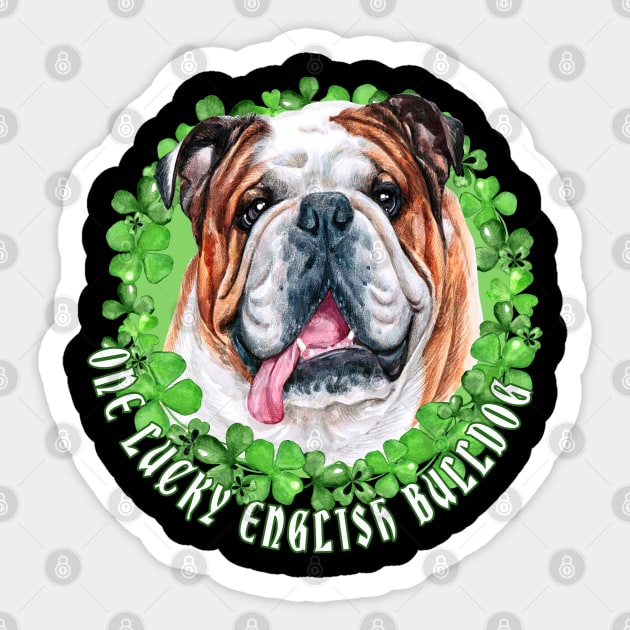 One Lucky English Bulldog Funny St. Patrick Dog Sticker by Sniffist Gang
